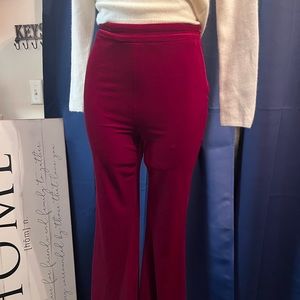 HOUSE OF CB 70s High Waist Stretch Velvet Flare  Leg Bell Bottom Trousers S.